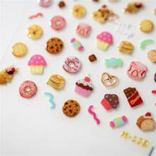 1pc Cute 5D Embossed Relief Nail Art Sticker Colored Manicure Decal Jelly Design Doughnut Bread Biscuits Nail Art Decorations Decals Nail Stickers DIY Nails Nail Supplies - Multicolor - View 1