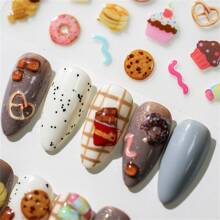 1pc Cute 5D Embossed Relief Nail Art Sticker Colored Manicure Decal Jelly Design Doughnut Bread Biscuits Nail Art Decorations Decals Nail Stickers DIY Nails Nail Supplies - Multicolor - View 5