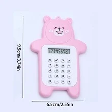 Cute Cartoon Bear Shaped Fashion Mini Portable Calculator, Pocket Size Calculator - Pink - View 2