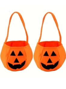 2pcs Halloween Pumpkin Shaped Candy Bags,Christmas - Orange - View 1