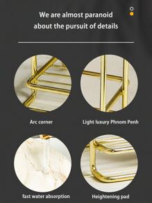 1 Pieza Estante De Almacenamiento Doble De Cosméticos Y Perfumes, Estante De Almacenamiento De Cuidado De La Piel, Bandeja De Encimera De Mesa De Tocador, Estante De Almacenamiento De Cosméticos, Bandeja De Vidrio Para Baño - Rosa - Ver 5