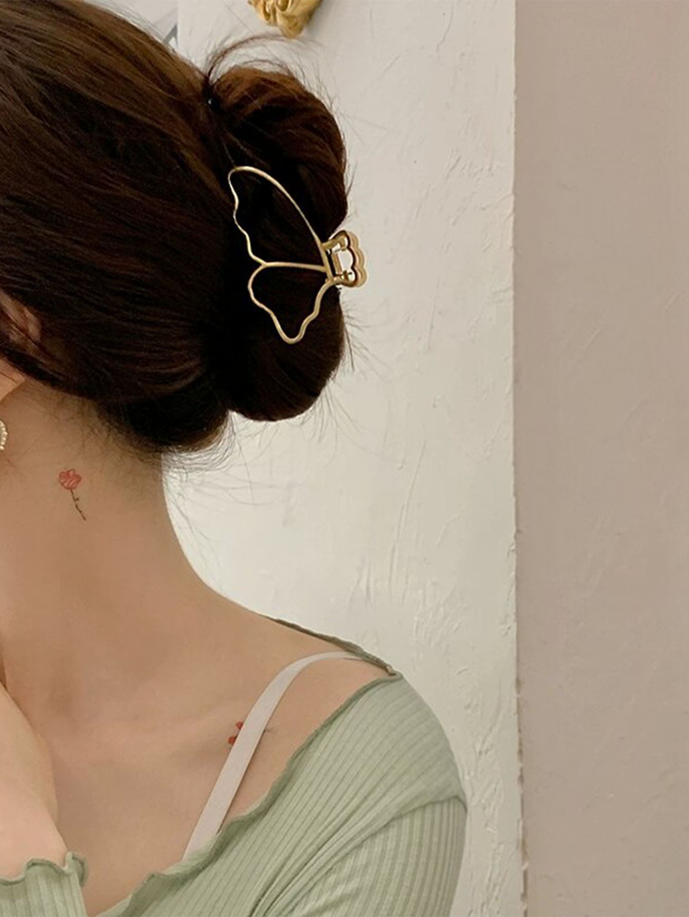 甜美蝴蝶簪髮夾，女性日常使用 - 金色 - 查看 1