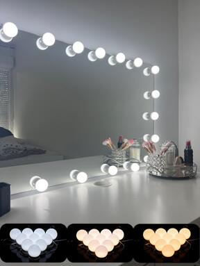 Une Lumière À Led Pour Maquillage Multicouleur Et Multi-taille Avec Réglage De La Luminosité Et De La Température De Couleur, Ampoule De Lampe De Vanité À Pince À Cheveux Rotative Et Dimmable Disponible En 2led/4led/6led/8led/10led/12led/14led/16led Avec Usb