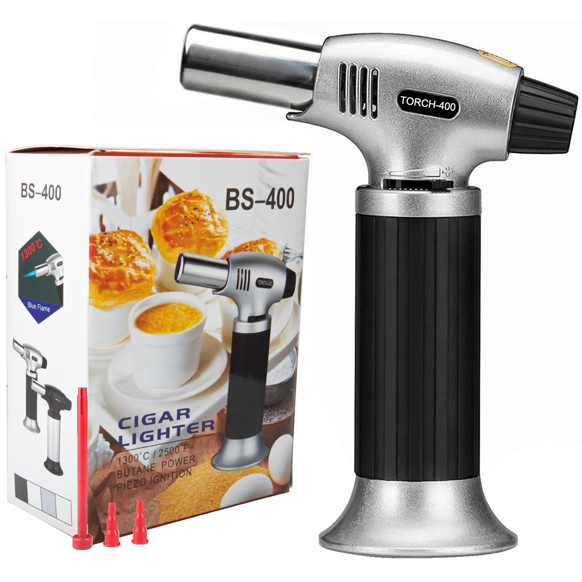 Blow Torch, Fits All Butane Tanks Refillable Kitchen Blow Torch Lighter With Safety Lock And