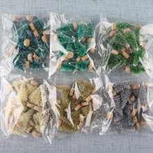 12迷你聖誕樹劍麻真絲雪松桌子上衣裝飾小聖誕樹金色迷你樹窗戶DIY裝飾 - 綠色 - 查看 8