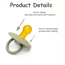 1pc Classic Round Natural Latex Soft-tip Pacifier For Baby Teething - Baby Blue - View 4