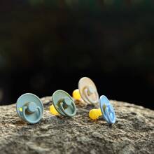 1入組經典圓形自然乳膠柔軟的乳頭嬰兒安撫奶嘴適用於出牙期 - 藍色 - 查看 7