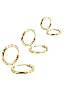 3入組/對不鏽鋼圓形環形耳環,8mm/10mm/12mm - 均碼 - 查看 2