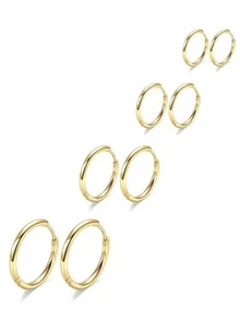 3入組/對不鏽鋼圓形環形耳環,8mm/10mm/12mm - 均碼 - 查看 3