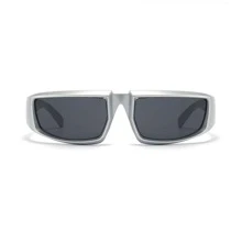 1 件女士 Y2K 未来时尚眼镜，全新银色调潮流眼镜，坏人、朋克、嘻哈、骑行风格海滩配饰女士眼镜遮阳镜 - 銀色 - 查看 6