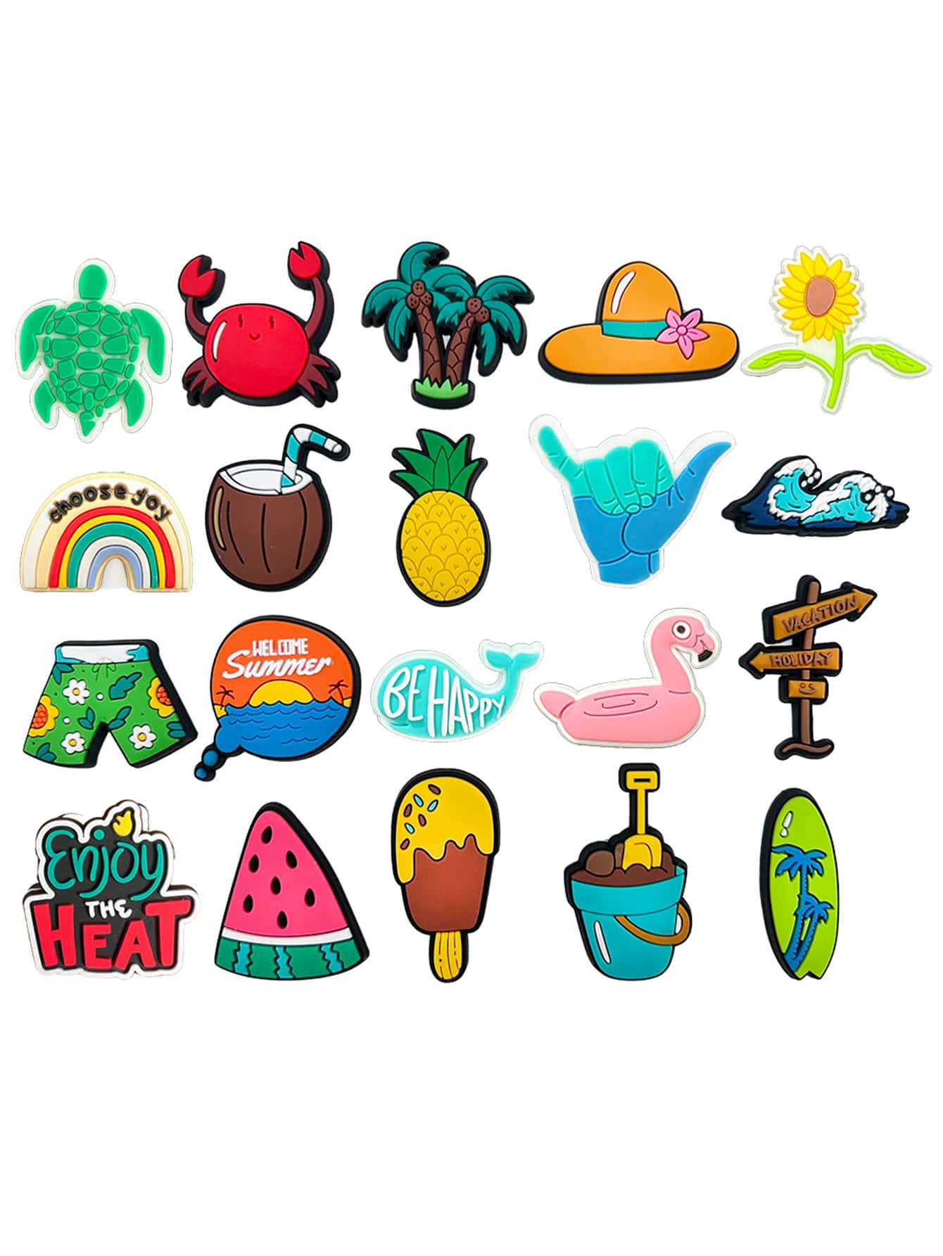 20入組夏季鞋扣,手鍊手環酷酷的鞋扣,派對禮物或鞋飾,男孩、女孩、青少年和成年人都適用 - 彩色 - 查看 1