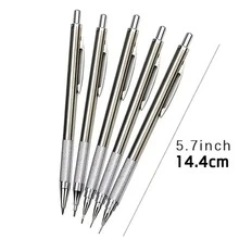 0.7mm自動鉛筆套裝,金屬自動鉛筆帶筆芯,適用於美術繪畫、辦公室、學校,是學生和專業人士的理想之選 - 銀色 - 查看 3