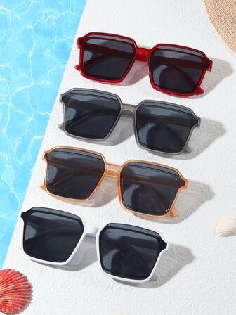 4pcs/set Square Shaped Multicolor Fashionable Glasses