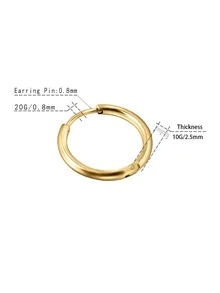 3入組/對不鏽鋼圓形環形耳環,8mm/10mm/12mm - 均碼 - 查看 4