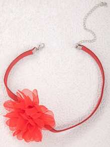 1 件时尚天鹅绒花卉颈链，适合女性日常佩戴和派对 - 紅色 - 查看 3