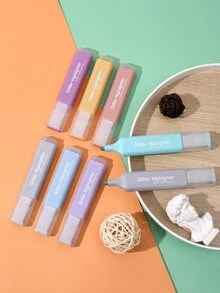 8pcs Random Color Glitter Highlighter, Used For Diy Bullet Journal, Marker For Student Highlight And Doodling, Artist, Multifunctional And Artistic Highlight Marker, Ideal For Office And Study - Multicolor - View 2