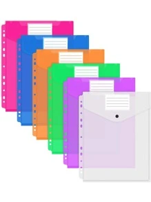 1 Bao Nhựa Phong Cách Vòng Chất Kết Dính Túi Có Nút Và Nhãn, 11 Lỗ, Trong Suốt, Phù Hợp Với 2/3/4 Vòng Chất Kết Dính - Màu xanh lam - Xem 7