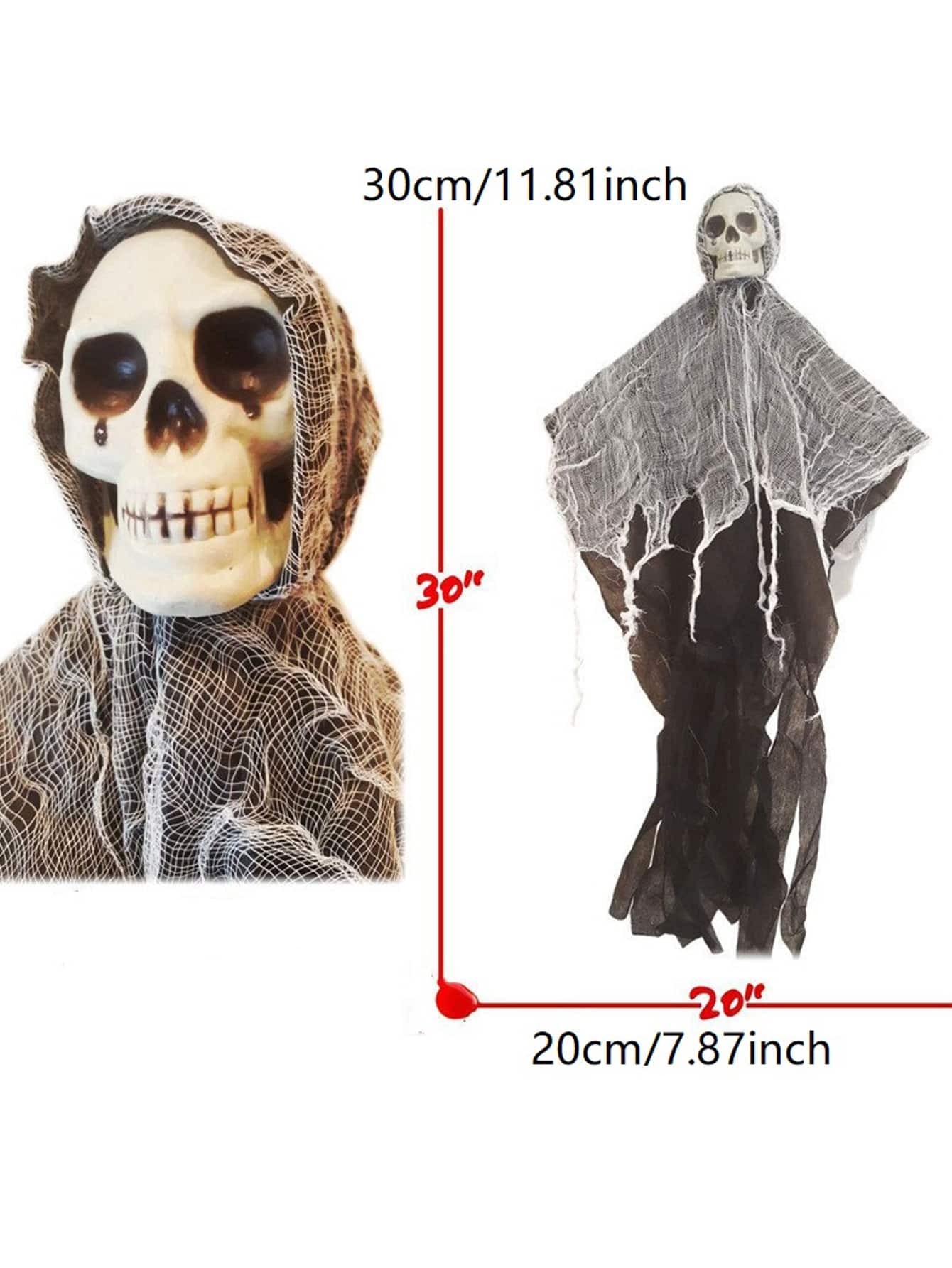 1pc Halloween Decoration Prop Skull Head & Ghost Face & Gauze Material