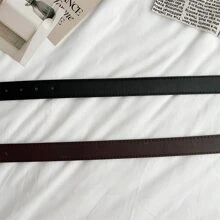 1 Stück Kaffee-Kunstleder-Gürtel mit einfacher Schnalle, modisch und vielseitig, geeignet für den täglichen Gebrauch, den langen Sommer, die Schule im Herbst, Herbst, Halloween - Schwarz - Übersicht 3