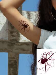 1pc Washable Temporary Tattoo Pvc Ombre Red Spider Design Waterproof And Sweat-Proof For Daily Use By People - Multicolor - View 1