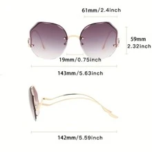 时尚超大方形渐变时尚眼镜金属框架礼品无框眼镜女士 - 金色 - 查看 3