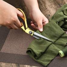 1 件锋利裁缝剪刀布料剪刀皮革剪刀不锈钢服装裁缝剪刀裁缝缝纫布料工艺裁剪专业重型缝纫剪刀超锋利不锈钢刀片剪刀左手剪刀 - 金色 - 查看 7