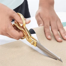 1 件锋利裁缝剪刀布料剪刀皮革剪刀不锈钢服装裁缝剪刀裁缝缝纫布料工艺裁剪专业重型缝纫剪刀超锋利不锈钢刀片剪刀左手剪刀 - 金色 - 查看 10