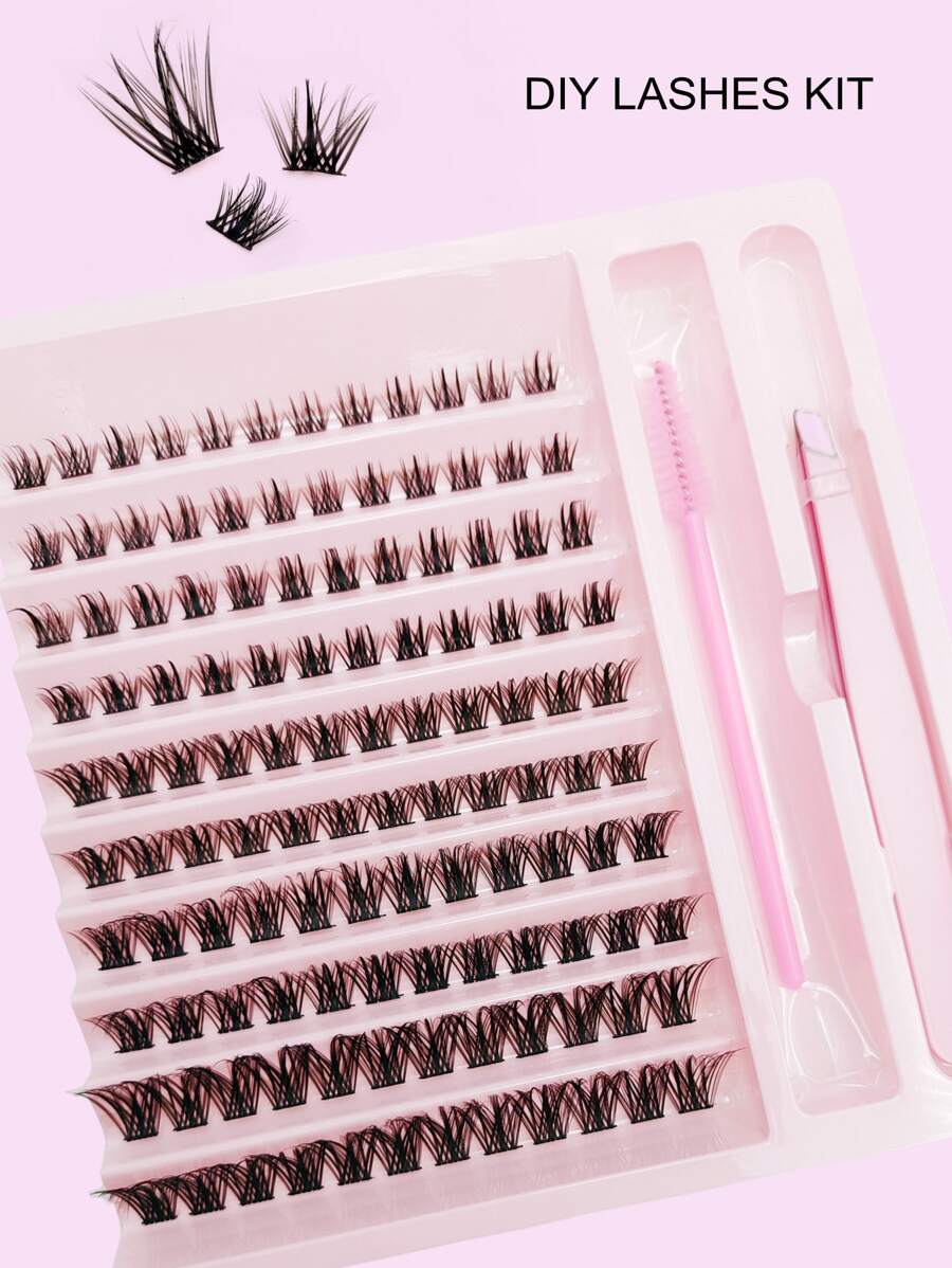 Asiteo DIY Lash Clusters,120 Clusters Individual Lashes, Wispy Soft Natural Look Cluster Lash, False Eyelashes For Home Use, DIY Eyelash Extension Tools For Women - Black - View 1