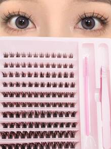 Asiteo DIY Lash Clusters,120 Clusters Individual Lashes, Wispy Soft Natural Look Cluster Lash, False Eyelashes For Home Use, DIY Eyelash Extension Tools For Women - Black - View 2