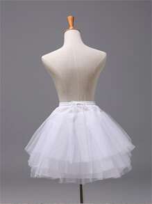 1 件女士黑白洛丽塔女仆装短款泡泡裙，日常穿着，无骨，暴力裙撑短款婚纱衬裙秋装女士 - 白色 - 查看 2