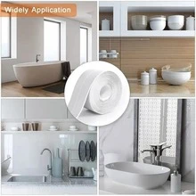1 Cuộn Trắng PVC Tự dính Không thấm nước Caulk Dải Ruy băng - Hoàn hảo Đối với Phong kín Phòng bếp Bồn rửa chén , Phòng vệ sinh , Phòng tắm , Bồn tắm , Tường & Sàn nhà - trắng - Xem 4