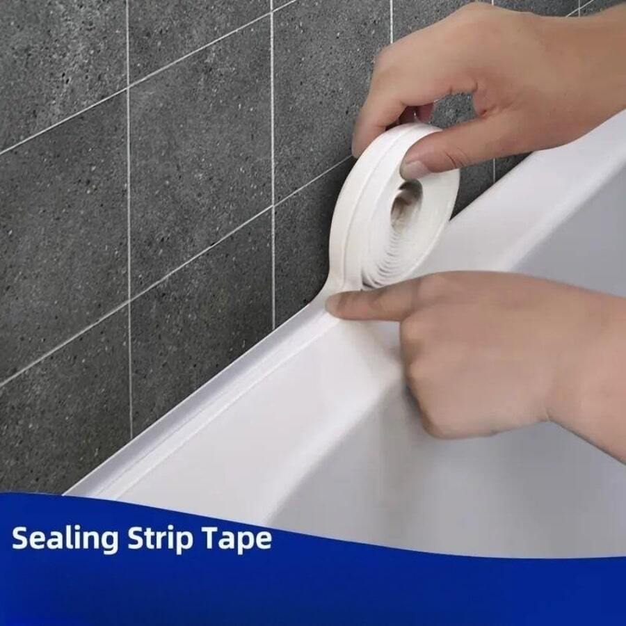1 Cuộn Trắng PVC Tự dính Không thấm nước Caulk Dải Ruy băng - Hoàn hảo Đối với Phong kín Phòng bếp Bồn rửa chén , Phòng vệ sinh , Phòng tắm , Bồn tắm , Tường & Sàn nhà - trắng - Xem 1
