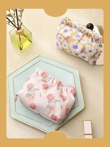 1pc Waterproof Push-button Automatic Closure Cosmetic Bag For Carrying Keys, Lipsticks, Data Cables - Multicolor - View 3