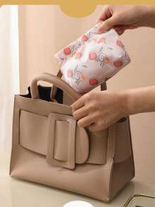 1pc Waterproof Push-button Automatic Closure Cosmetic Bag For Carrying Keys, Lipsticks, Data Cables - Multicolor - View 7