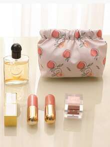 1pc Waterproof Push-button Automatic Closure Cosmetic Bag For Carrying Keys, Lipsticks, Data Cables - Multicolor - View 4