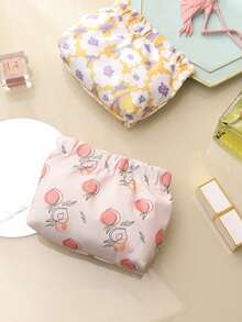 1pc Waterproof Push-button Automatic Closure Cosmetic Bag For Carrying Keys, Lipsticks, Data Cables - Multicolor - View 5