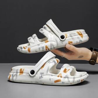 Men's Soft & Comfortable Two-way Wear Slippers With Letter Print