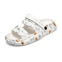 Men's Soft & Comfortable Two-way Wear Slippers With Letter Print - White - View 2