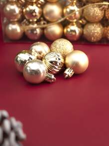 36入組聖誕晚會金色,紅色的,綠色塑膠掛飾球,禮品包,樹裝飾物