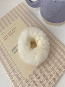 2入組女式白色+粉色毛絨球髮帶,適用於麻花辮和馬尾,人造貂皮頭髮帶,簡約的髮飾 - 彩色 - 查看 3