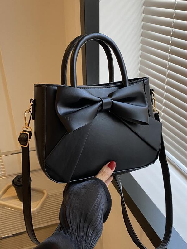 Luxuriöse Schleifendekoration Handtasche - Damen Handtasche mit Doppelhenkel, kleine Kunstleder Umhängetasche für modebewusste Frauen, perfektes Valentinstag Geschenk für sie, Schleifenhandtasche für Frauen, beste Valentinstag Geschenkidee überhaupt