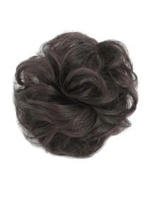 1入組亂糟糟的蓬鬆鬆包髮，合成髮型包髮帶有彈性橡皮筋，休閒款 - 黑色 - 查看 2