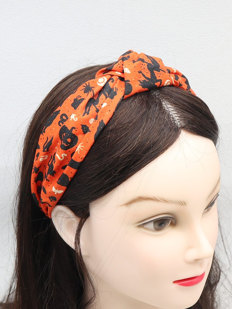1 件女士万圣节南瓜头带，带森系鬼和蝙蝠设计发饰，万圣节装饰 - 彩色 - 查看 1