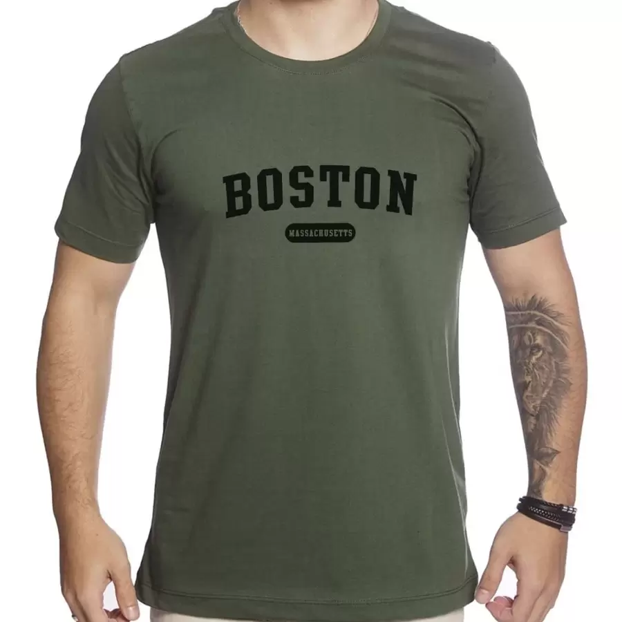 Men T-Shirts - 軍綠色 - 查看 1