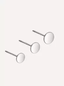 女士男士女孩用的925純銀耳釘,微小的平面點耳釘套裝,小圓盤耳釘,華麗的軟骨耳環圓形三角形耳針,4個尺寸可選(2mm/3mm/4mm/5mm) - 銀色 - 查看 5