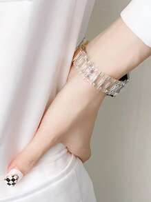 1pc 20mm Samsung Galaxy Strap Is Comfortable And Waterproof, Compatible With Samsung Galaxy Watch 4/5/6/7 40mm 44mm, Unisex Samsung Galaxy Strap, Stylish And Light Resin Small Waist Samsung Strap With Rose Gold Metal Buckle, Rainbow Transparent Strap, Quick-Release Crystal Strap, Compatible With Samsung Strap Galaxy 5/4 40mm 44mm/Pro 45mm, Galaxy Active 2 40mm/Active 40mm - Clear - View 5