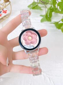 1pc 20mm Samsung Galaxy Strap Is Comfortable And Waterproof, Compatible With Samsung Galaxy Watch 4/5/6/7 40mm 44mm, Unisex Samsung Galaxy Strap, Stylish And Light Resin Small Waist Samsung Strap With Rose Gold Metal Buckle, Rainbow Transparent Strap, Quick-Release Crystal Strap, Compatible With Samsung Strap Galaxy 5/4 40mm 44mm/Pro 45mm, Galaxy Active 2 40mm/Active 40mm - Clear - View 4