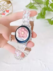 1pc 20mm Samsung Galaxy Strap Is Comfortable And Waterproof, Compatible With Samsung Galaxy Watch 4/5/6/7 40mm 44mm, Unisex Samsung Galaxy Strap, Stylish And Light Resin Small Waist Samsung Strap With Rose Gold Metal Buckle, Rainbow Transparent Strap, Quick-Release Crystal Strap, Compatible With Samsung Strap Galaxy 5/4 40mm 44mm/Pro 45mm, Galaxy Active 2 40mm/Active 40mm - Clear - View 3