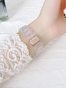 1pc 20mm Samsung Galaxy Strap Is Comfortable And Waterproof, Compatible With Samsung Galaxy Watch 4/5/6/7 40mm 44mm, Unisex Samsung Galaxy Strap, Stylish And Light Resin Small Waist Samsung Strap With Rose Gold Metal Buckle, Rainbow Transparent Strap, Quick-Release Crystal Strap, Compatible With Samsung Strap Galaxy 5/4 40mm 44mm/Pro 45mm, Galaxy Active 2 40mm/Active 40mm - Clear - View 9