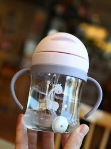 Cartoon Straw Cups For Baby 250ml - 粉色 - 查看 2